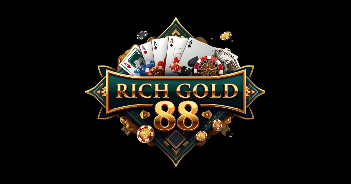 Main banner showing the RichGold888 Information Hub with secure access and app guide highlights